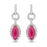 Diana M Jewels Women's Marquise Natural Ruby Stud Earrings (1.23 Ct) - Petite in 14k white gold - women's jewelry