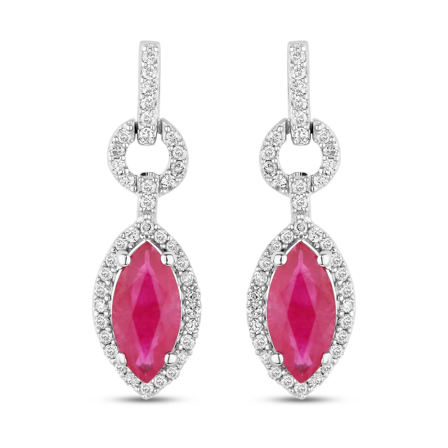 Diana M Jewels Women's Marquise Natural Ruby Stud Earrings (1.23 Ct) - Petite in 14k white gold - women's jewelry