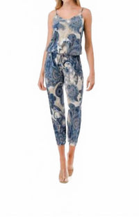 ariella High Rise Paisley Jumpsuit in blue multi - women's pants