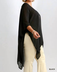 umgee Caftan Scoop Neck Tunic in black - women's shirt - alternate view