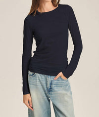 Velvet by Graham & Spencer Longsleeve Crewneck Top in midnight - women's long sleeve top