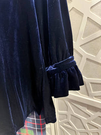 Gretchen Scott - Ruffle Neck Velvet Tunic Top