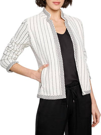 Nic + Zoe PINSTRIPE NOTCH COLLAR KNIT JACKET in black multi - women's jacket - alternate view