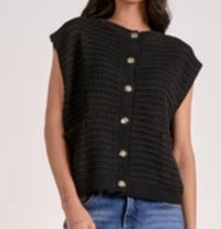 ELAN Knitted Sleeveless Vest in black - women's sweater
