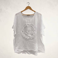 Made In Italy - Peace Linen top