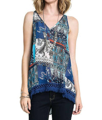 Umgee - Crochet Fringe High Low Tank