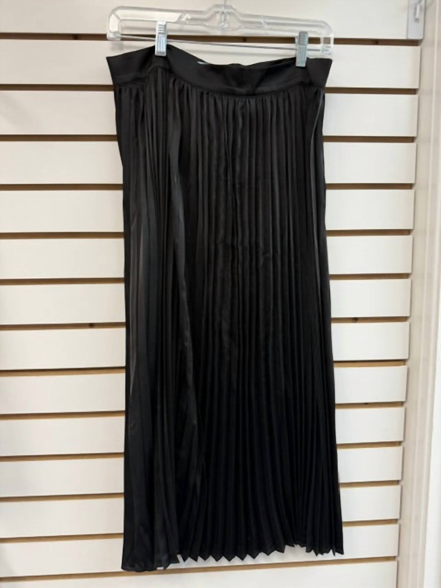 The Burgess Collection Sarah Pleated Satin Skirt in black - women's skirt - alternate view