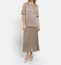 Maison Lurex Women's Short Sleeve Top in april moon - women's t-shirt - detail view