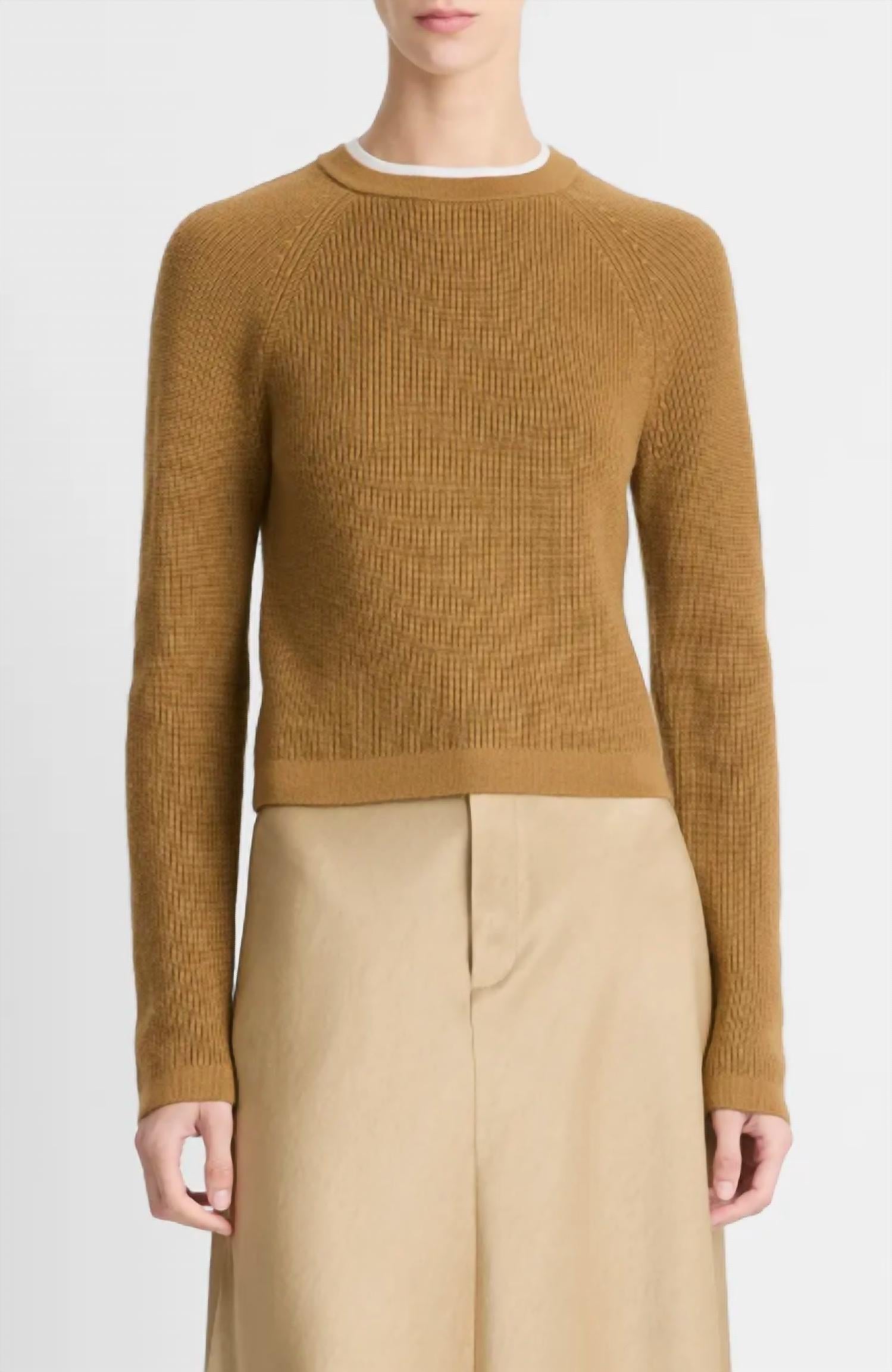 Vince - Contrast Trim Merino Wool and Cashmere Sweater