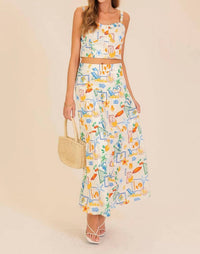 Lumiere - Vacay Santorini Postcard Top & Maxi Skirt Set