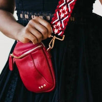 Pretty Simple Women's Ellie Boho Tapestry Strap Crossbody Bag in red - women's bag - detail view