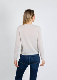 Kinross Floral Embroidered Crew Sweater in cloud - women's sweater - view 5