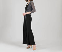 Clara Sun Woo Sheer Shimmer Modern Tie Front Cardigan in silver - women's cardigan - detail view