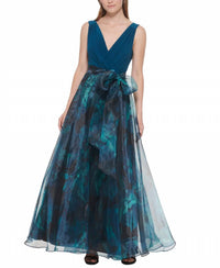 Eliza J - Organza-skirt Bow-waist Gown