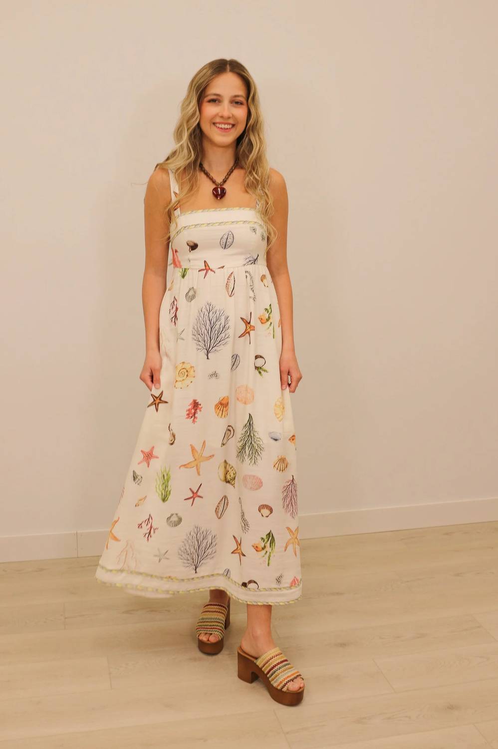 Blu Pepper - Sealife Printed Sleeveless Midi Dress
