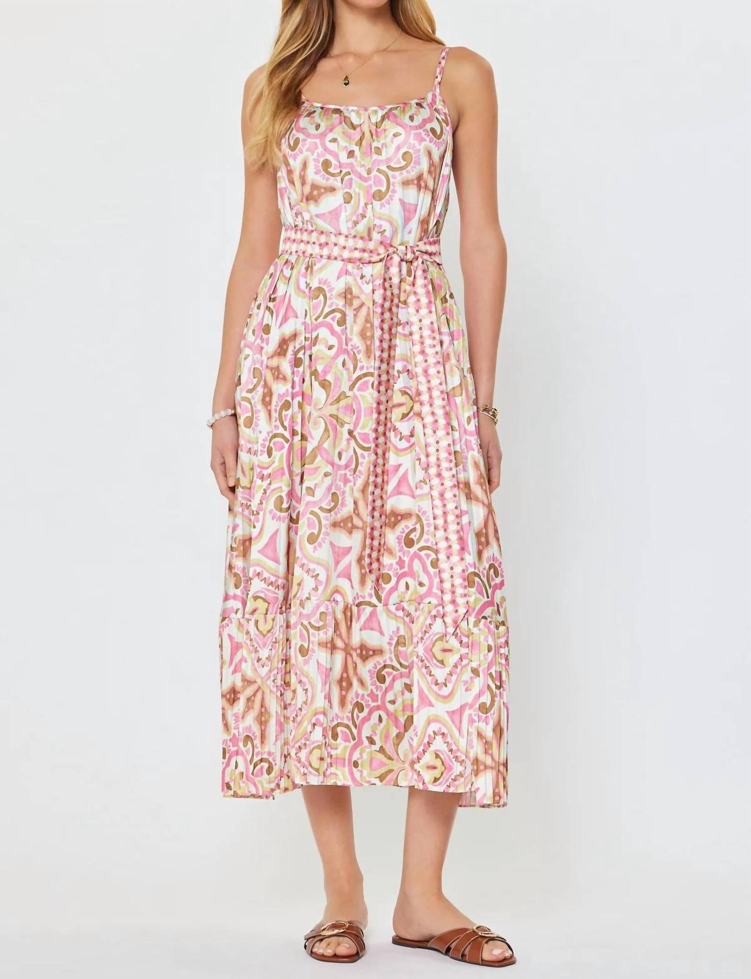 Nyland - Laila Printed Pleated Tiered Midi Dress