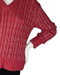 Alashan Cashmere - Hazel Lurex Cable V Neck Sweater