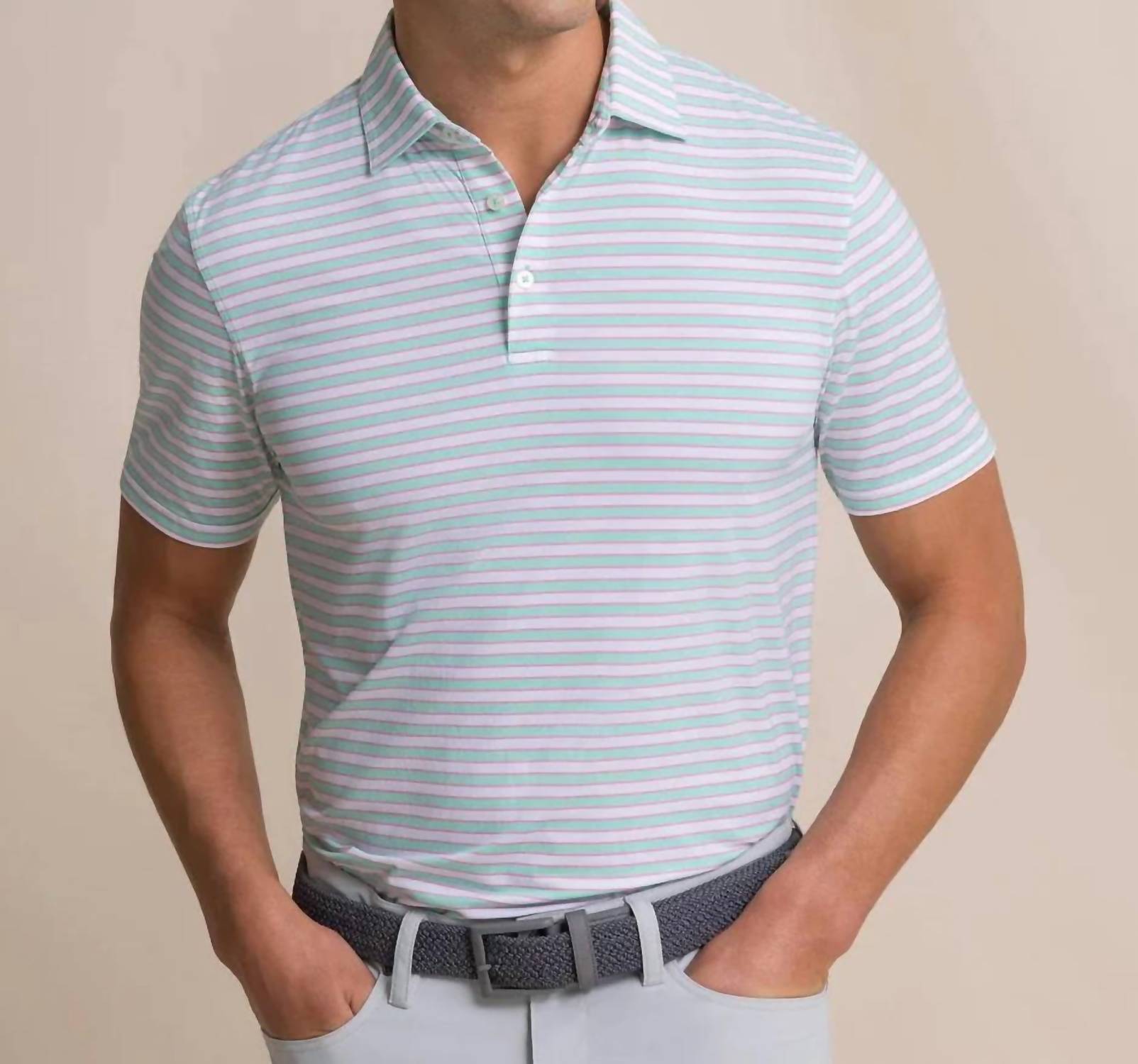 Southern Tide - Water Way Stirpe Coastal Breeze Performance Polo