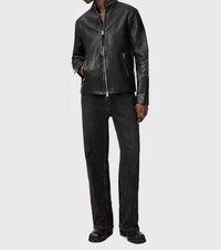 Allsaints - Cora Leather Snap Back Collar Jacket