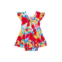 Posh Peanut - Baby Girls Valentina Tie Back Ruffled Bodysuit Dress