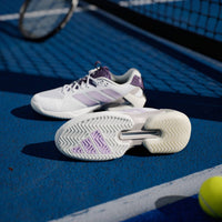 adidas Women's Ubersonic 5 Tennis Shoes in cloud white powder plum aurora plum - women's shoe - detail view