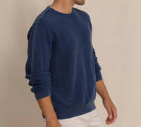 SOUTHERN TIDE Carrington Garment Dyed Crew Sweater in dress blue - men's sweater - detail view
