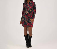 Wrangler Retro Punchy Western Snap Mini Dress in black - women's dress