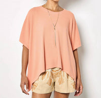 Apricot - Waffle Hanky Hem Oversized Tee