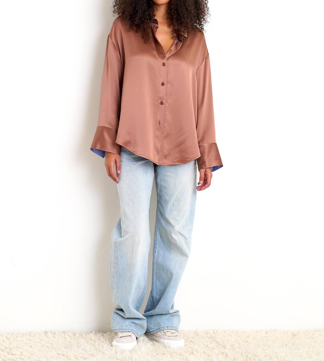 SABLYN Women's Benton Silk Button Down in prairie sand - women's shirt