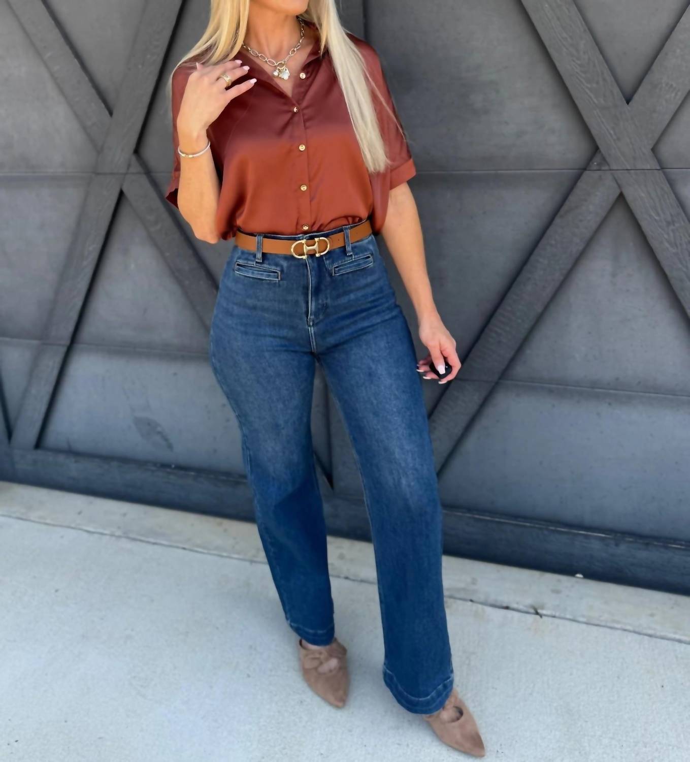 L.T.J - Pintuck Wide Leg Jeans