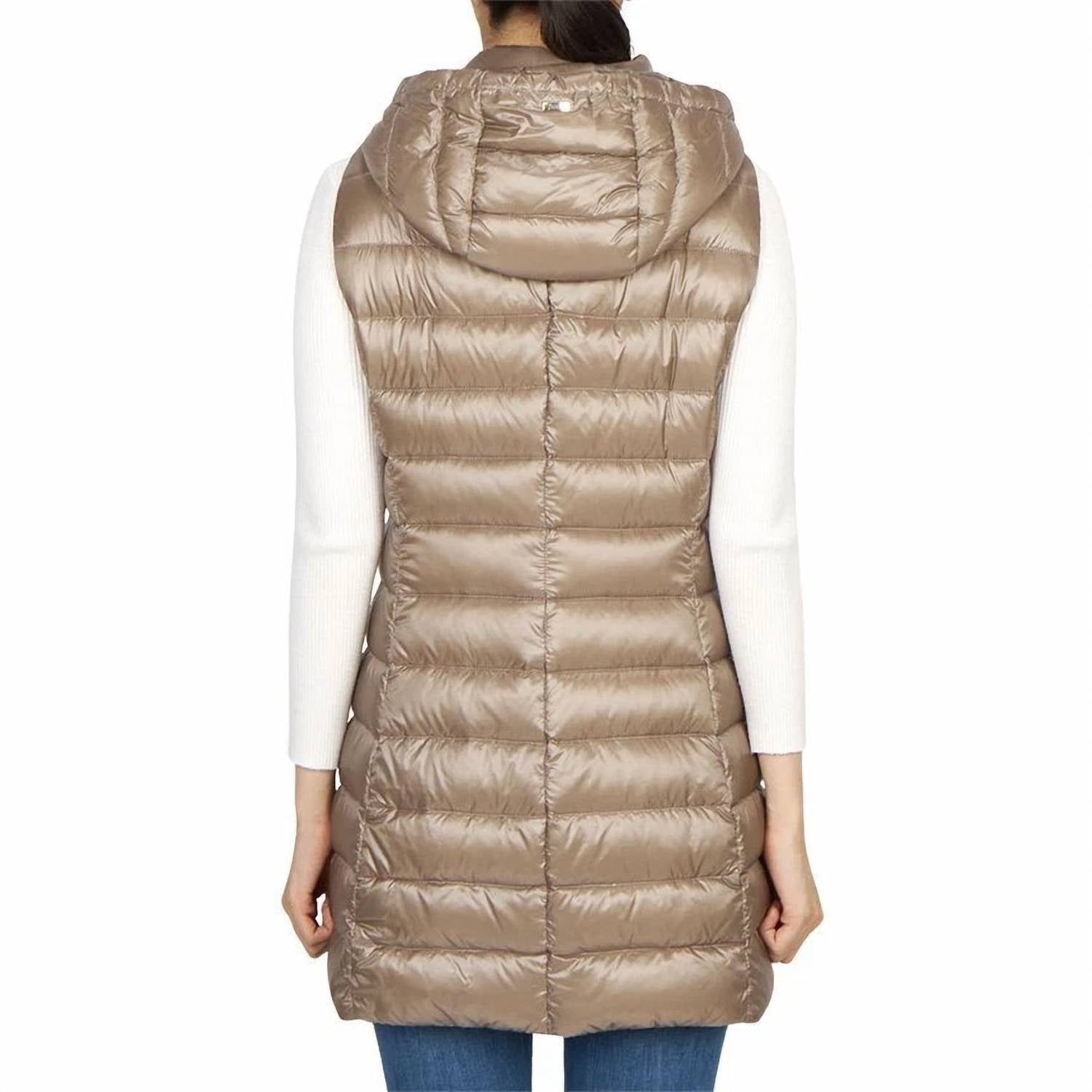 Herno Padded Puffer Vest in platinum - women's jacket - detail view