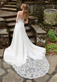 MORILEE Darcy Cutaway Train Strappy Back Wedding Gown in ivory ivory - women's dress - alternate view
