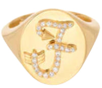 Adina Reyter - Women's Diamond Arrow Initial Signet Ring - F