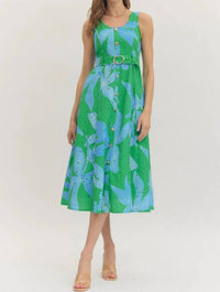 Entro - Vibrant Floral Print Midi Dress