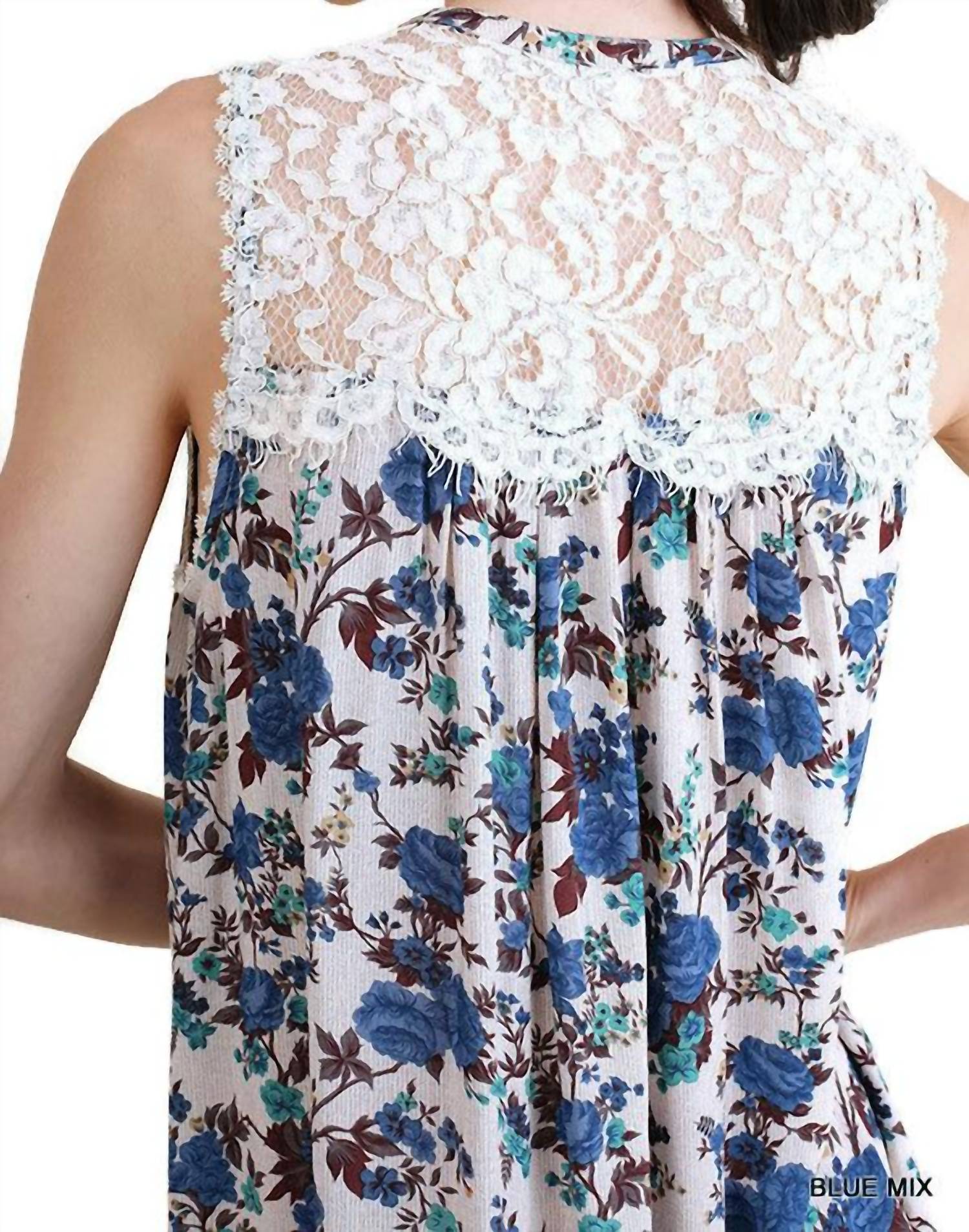 Umgee - Floral & Lace Sleeveless Dress