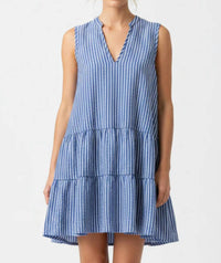 Saints & Hearts - Seersucker Sleeveless Tiered Dress
