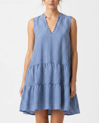 Saints & Hearts - Seersucker Sleeveless Tiered Dress