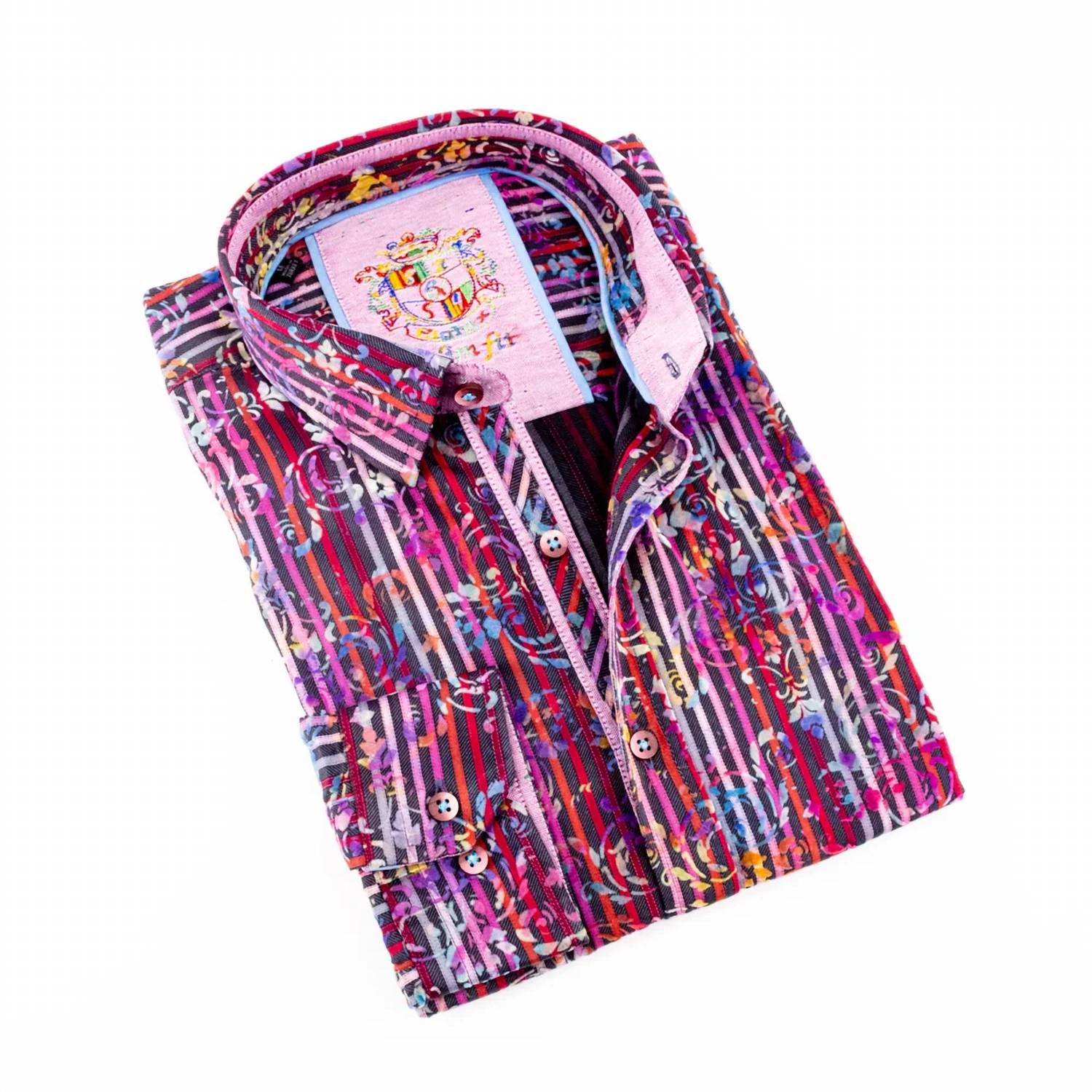 Eight X - Flocking Button Down Shirt With Stripes
