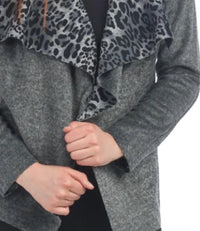 Papillon - Soft Drape Sweater With Leopard Lining
