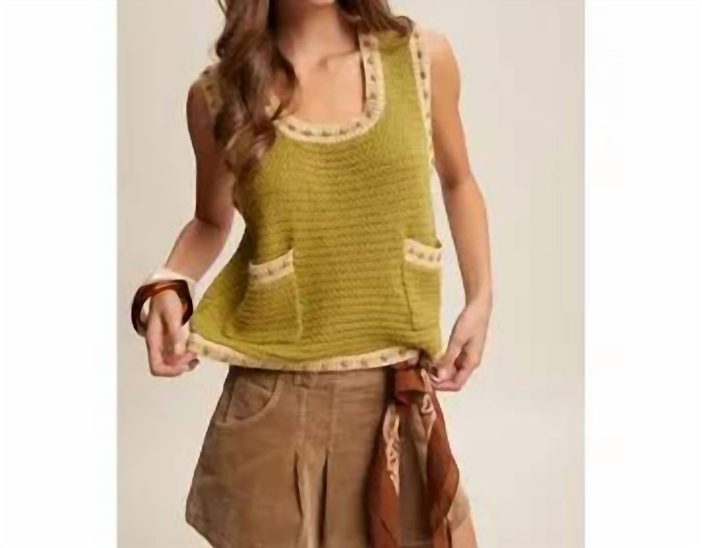 Listicle - Contrast Trim Sleeveless Knit Top
