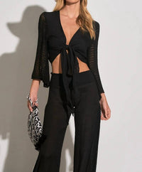 Elan - Tie Front Top With Crochet Detail