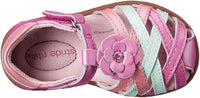 Stride Rite Little Kids' Lily Sandal in pink white - kids' sandal - detail view