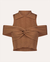 Matthew Bruch - Polo Wrap Off Shoulder Ribbed Top