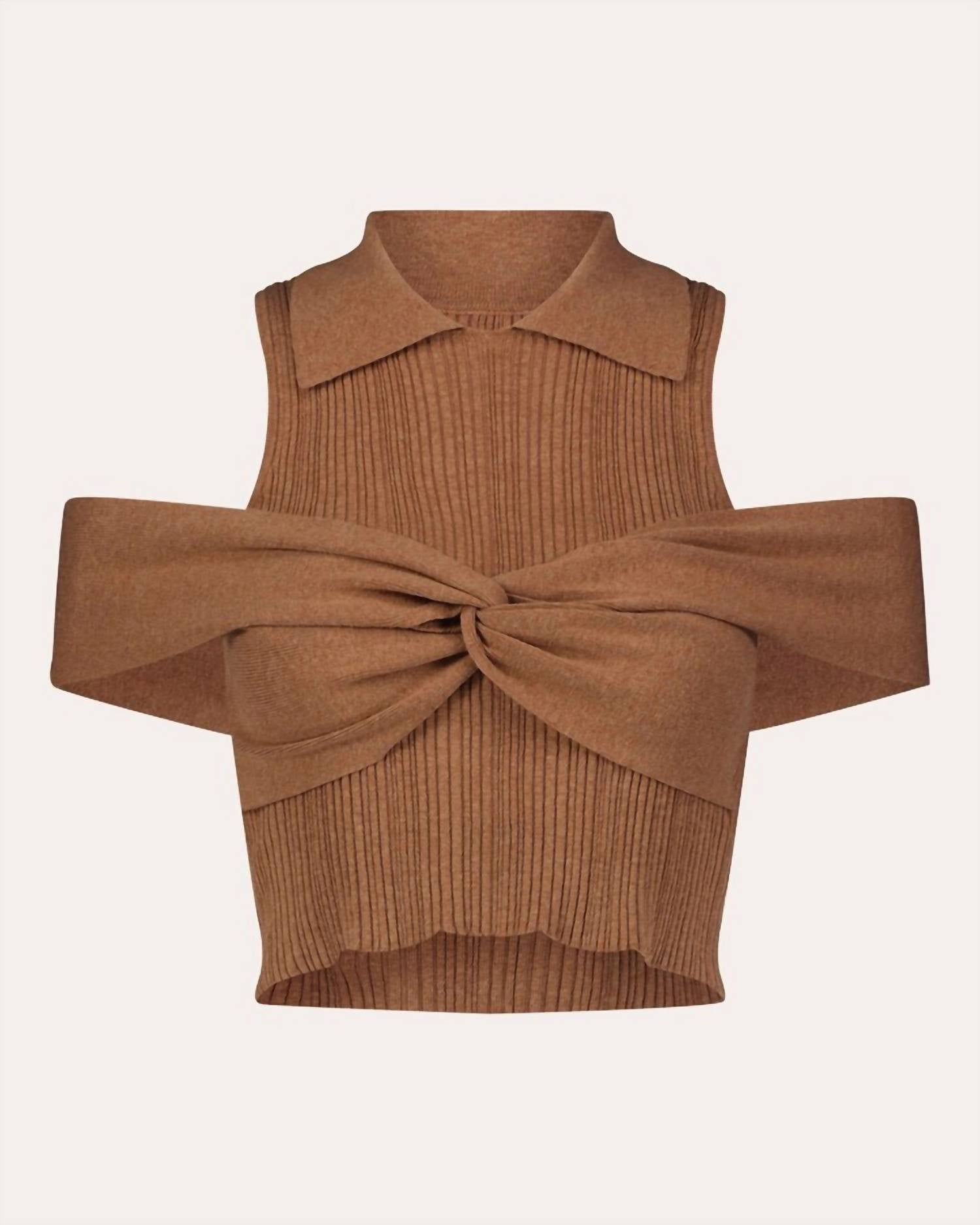 Matthew Bruch - Polo Wrap Off Shoulder Ribbed Top