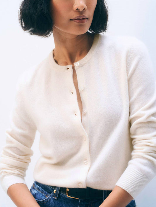 White + Warren - Brushed Cashmere Crewneck Cardigan