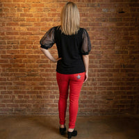 Made in Italy Starlight Italian Magic Pants in italy starlight italian magic pants in red - women's pants - detail view