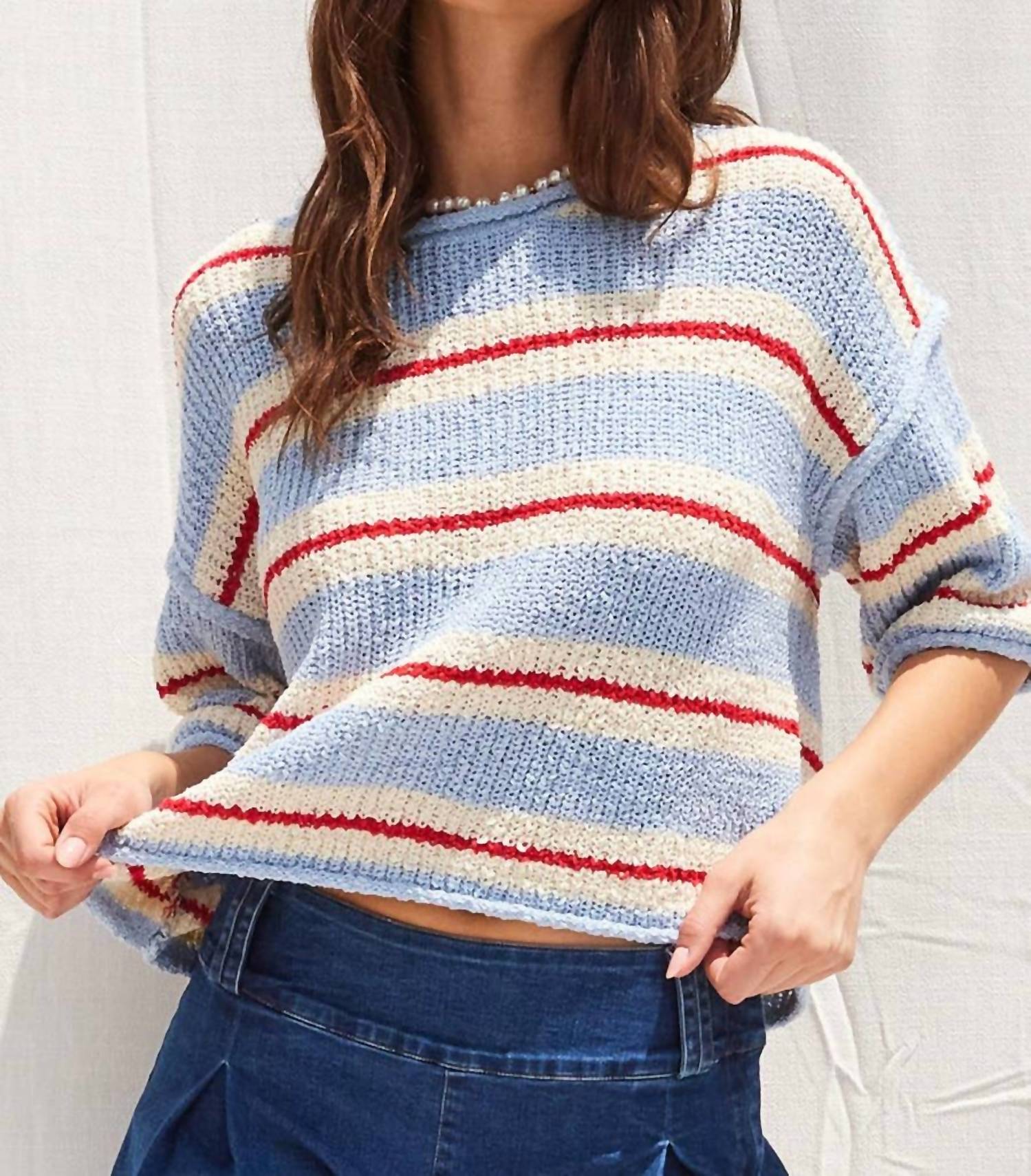 Illa Illa - 3/4 Sleeve Striped Sweater
