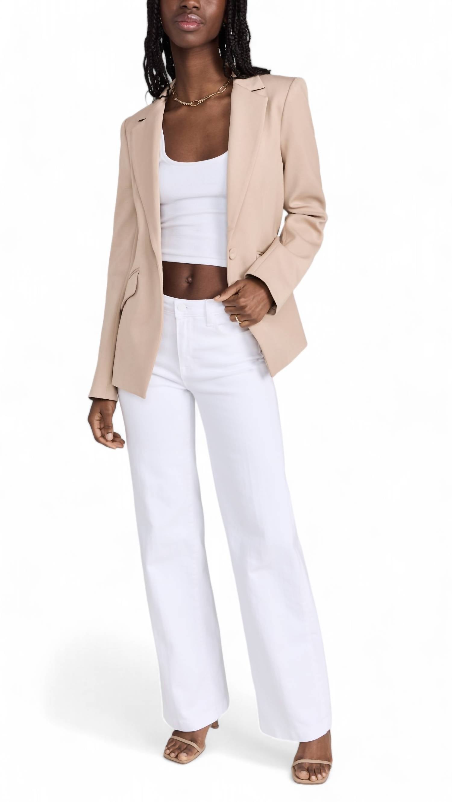 L'Agence Clayton Wide Leg Jeans in blanc - women's jeans - view 4