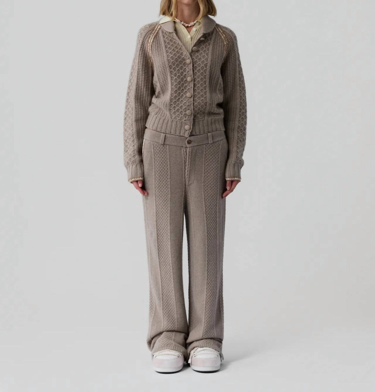 Guest In Residence Tailored Cable Trouser in residence tailored cable trouser in taupe - women's pants