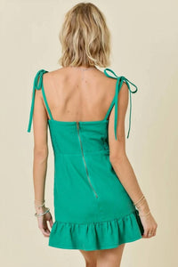 Day + Moon - Denim Mini Dress With Ruffle Hem